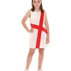 FLAGWIGS Child's Girl Patriotic Celebratory English Flag Troll Dress Costume | Patriotic Cosplay Costume