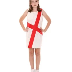 FLAGWIGS Child's Girl Patriotic Celebratory English Flag Troll Dress Costume | Patriotic Cosplay Costume
