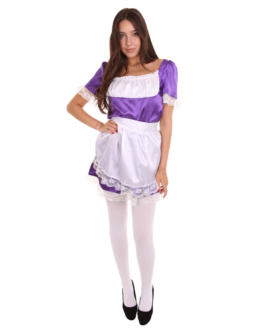 HPO Adult Women's Traditional Maid Uniform Costume | Purple Cosplay Costume