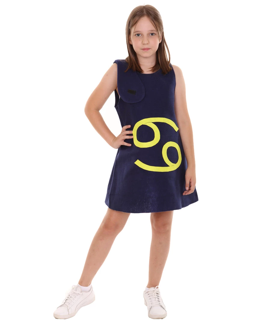 HPO Kids Child's Girl 12 Constellation Of Cancer Party Troll Dress Costume | Blue Halloween Costume