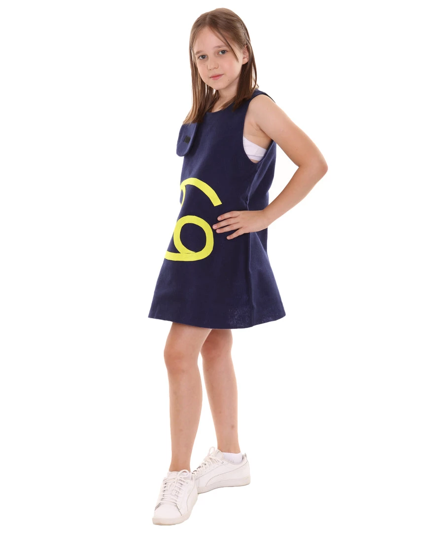 HPO Kids Child's Girl 12 Constellation Of Cancer Party Troll Dress Costume | Blue Halloween Costume