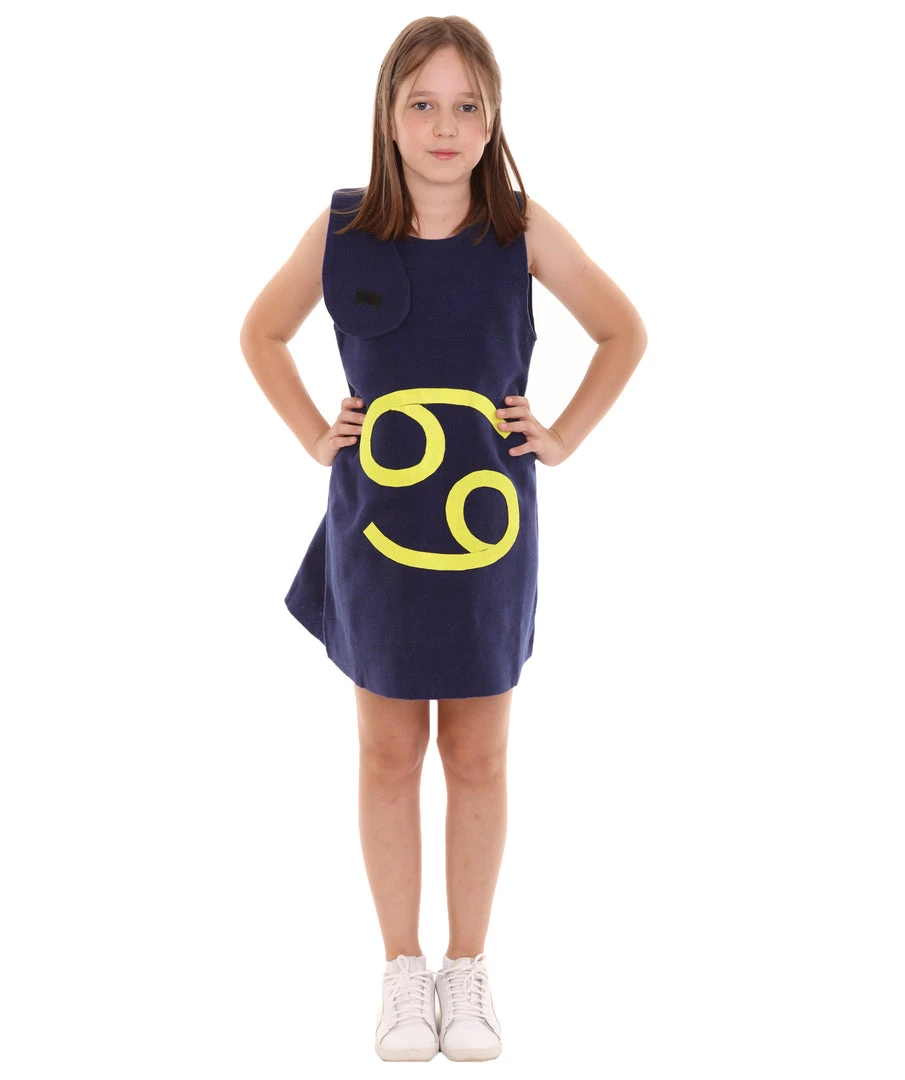 HPO Kids Child's Girl 12 Constellation Of Cancer Party Troll Dress Costume | Blue Halloween Costume