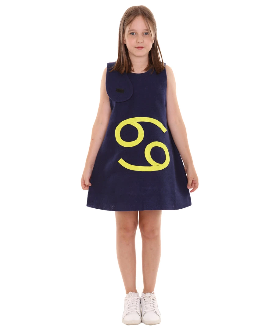 HPO Kids Child's Girl 12 Constellation Of Cancer Party Troll Dress Costume | Blue Halloween Costume