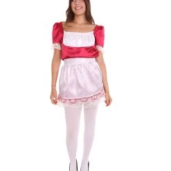 HPO Adult Women's Traditional Maid Uniform Costume | Dark Red Cosplay Costume