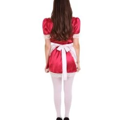 HPO Adult Women's Traditional Maid Uniform Costume | Dark Red Cosplay Costume