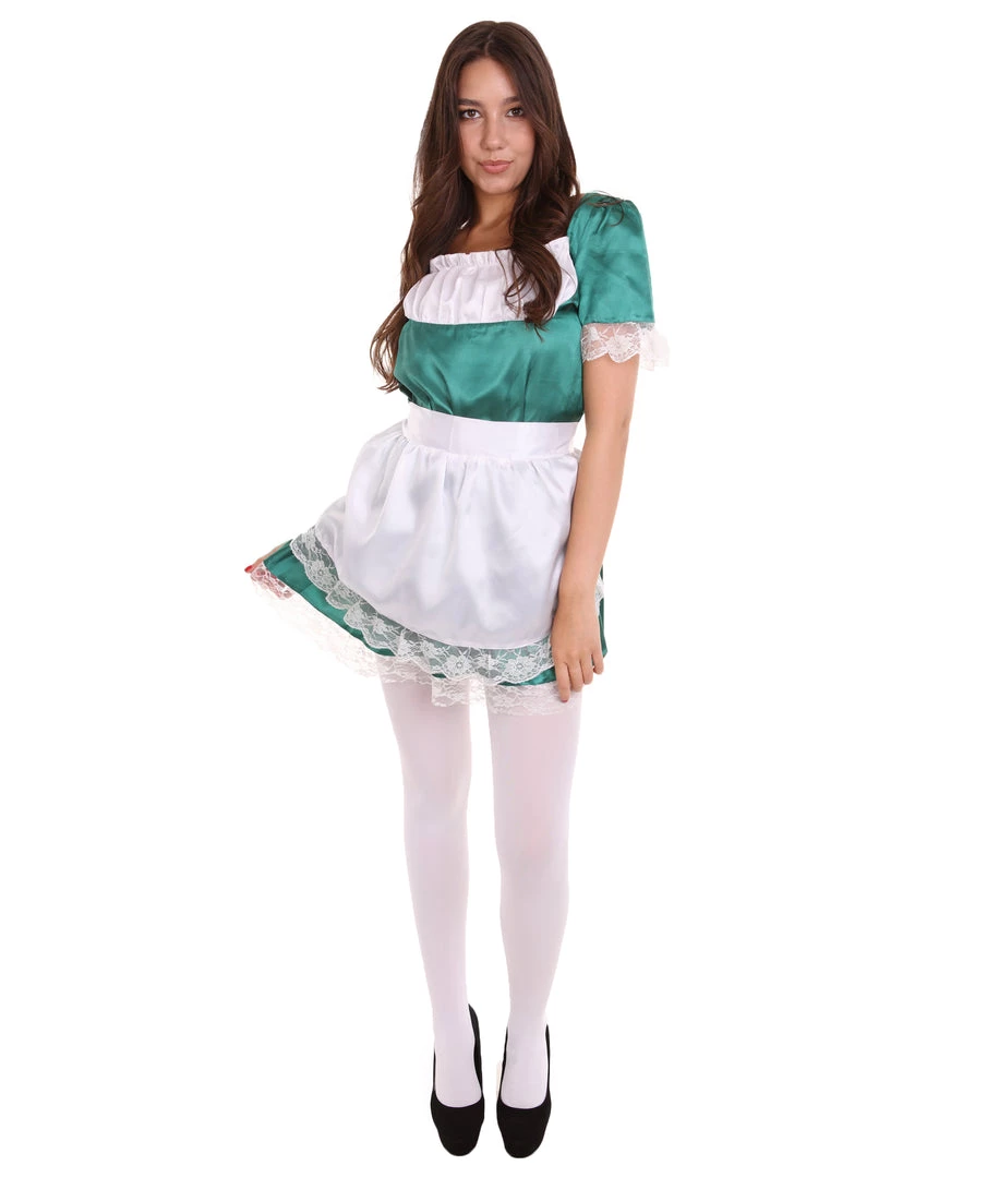 HPO Adult Women's Traditional Maid Uniform Costume | Dark Green Cosplay Costume
