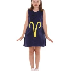 HPO Kids Child's Girl 12 Constellation Of Aries Party Troll Dress Costume | Blue Halloween Costume