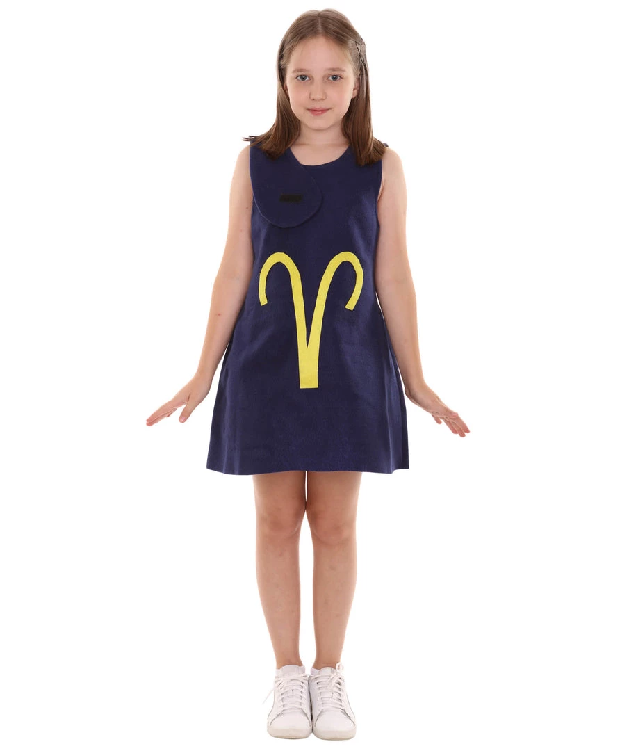 HPO Kids Child's Girl 12 Constellation Of Aries Party Troll Dress Costume | Blue Halloween Costume