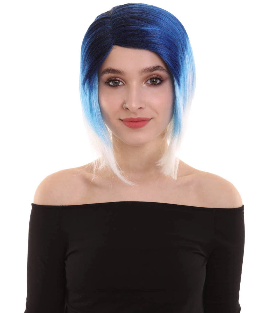 BC Mid Ombre | Women's Blue Color Straight Shoulder Length Trendy Mid Ombre Wig
