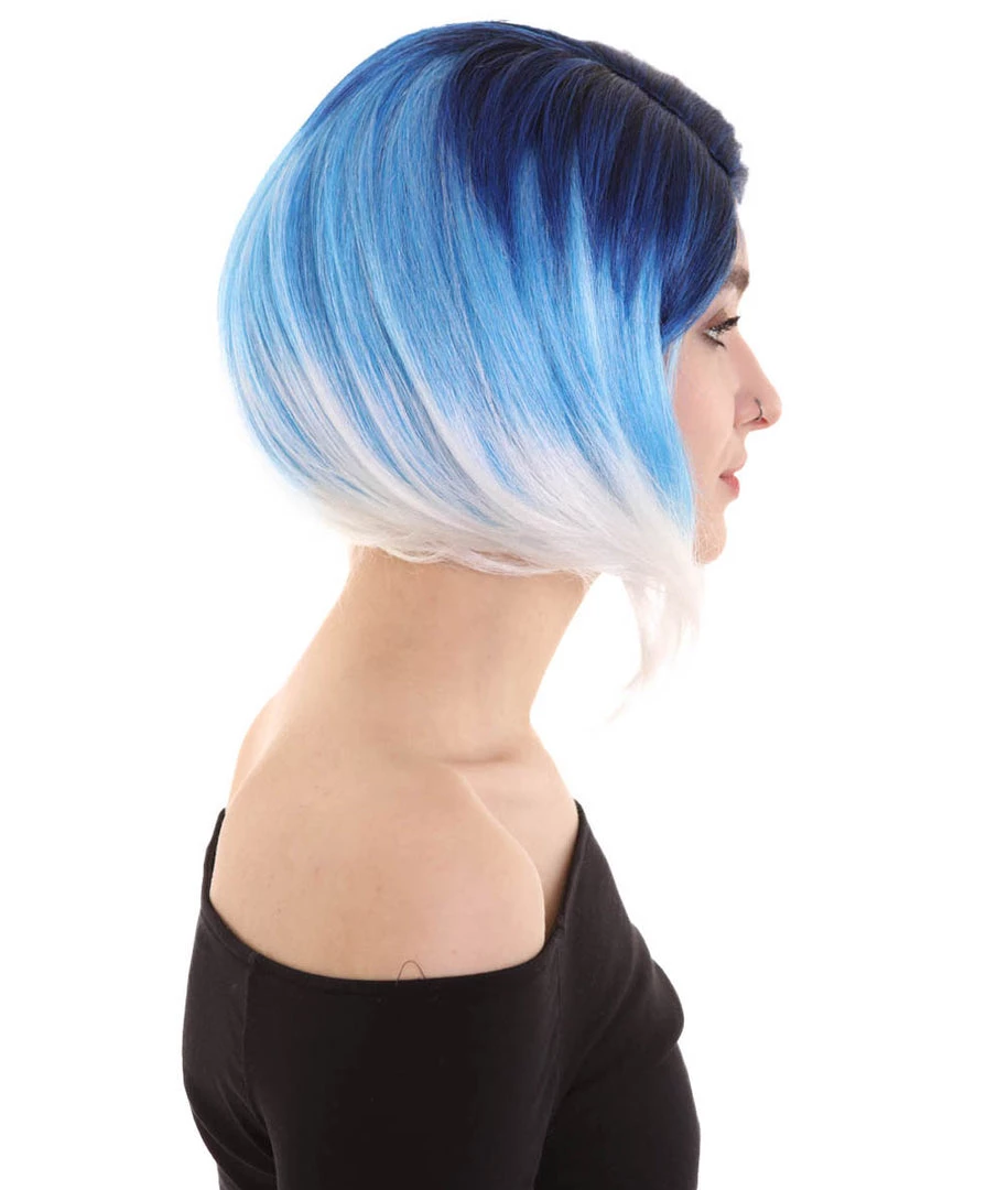 BC Mid Ombre | Women's Blue Color Straight Shoulder Length Trendy Mid Ombre Wig