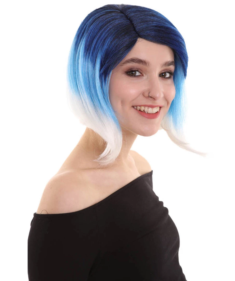 BC Mid Ombre | Women's Blue Color Straight Shoulder Length Trendy Mid Ombre Wig