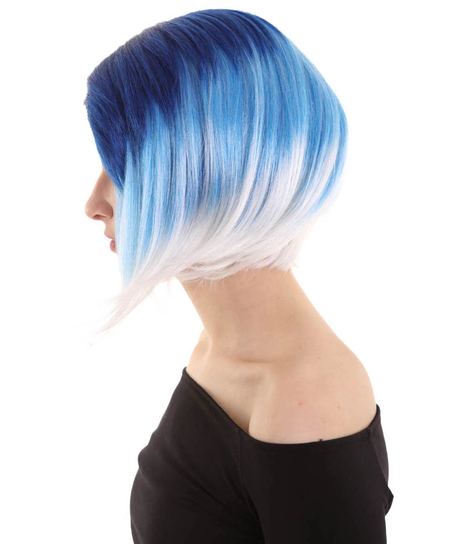 BC Mid Ombre | Women's Blue Color Straight Shoulder Length Trendy Mid Ombre Wig