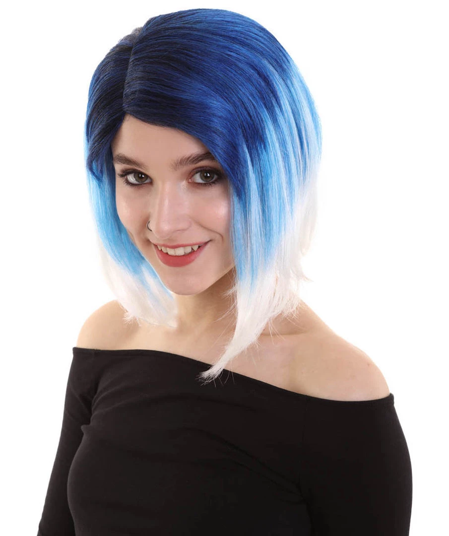 BC Mid Ombre | Women's Blue Color Straight Shoulder Length Trendy Mid Ombre Wig