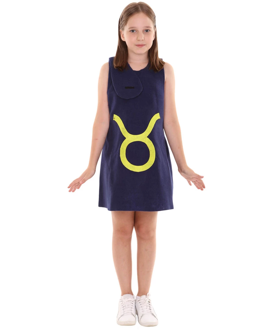 HPO Child's Girl 12 Constellation Of Taurus Party Troll Dress Costume |Blue Halloween Costume
