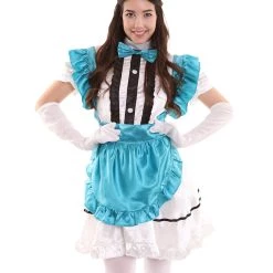 HPO Adult Women's Anime Cosplay French Maid Fancy Uniform Costume | Aqua Blue Cosplay Costume