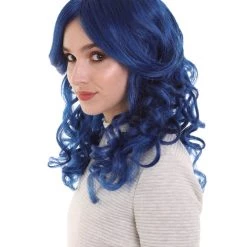 HPO Galactic Ice Princess | Women's Dark Blue Color Wavy Shoulder Length Trendy Galactic Ice Princess Wig