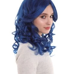 HPO Galactic Ice Princess | Women's Dark Blue Color Wavy Shoulder Length Trendy Galactic Ice Princess Wig