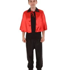 HPO Adult Men's Vampire Cape Costume | Red & Black Halloween Costume