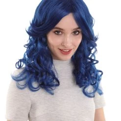 HPO Galactic Ice Princess | Women's Dark Blue Color Wavy Shoulder Length Trendy Galactic Ice Princess Wig