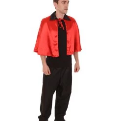 HPO Adult Men's Vampire Cape Costume | Red & Black Halloween Costume