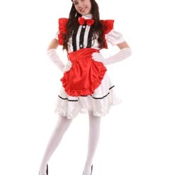 HPO Adult Women's Anime Cosplay French Maid Fancy Uniform Costume | Red Cosplay Costume
