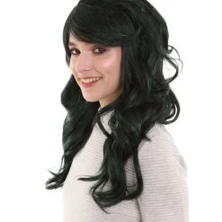BC Women's Dark Green Color Curly Long Length Trendy Space Invader Wig