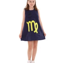 HPO Kids Child's Girl 12 Constellation Of Virgo Party Troll Dress Costume | Blue Halloween Costume