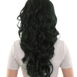 BC Women's Dark Green Color Curly Long Length Trendy Space Invader Wig