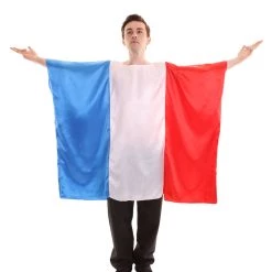 FLAGWIGS Adult Men's France Flag Tunic Sport Costume | Patriotic Multi Color Cosplay Costume