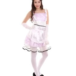 HPO Adult Women's Sexy French Maid Uniform Costume | Light Purple Cosplay Costume