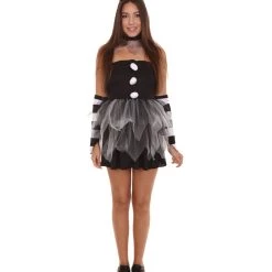 HPO Adult Women's Scary Clown Costume | Black & White Cosplay Costume