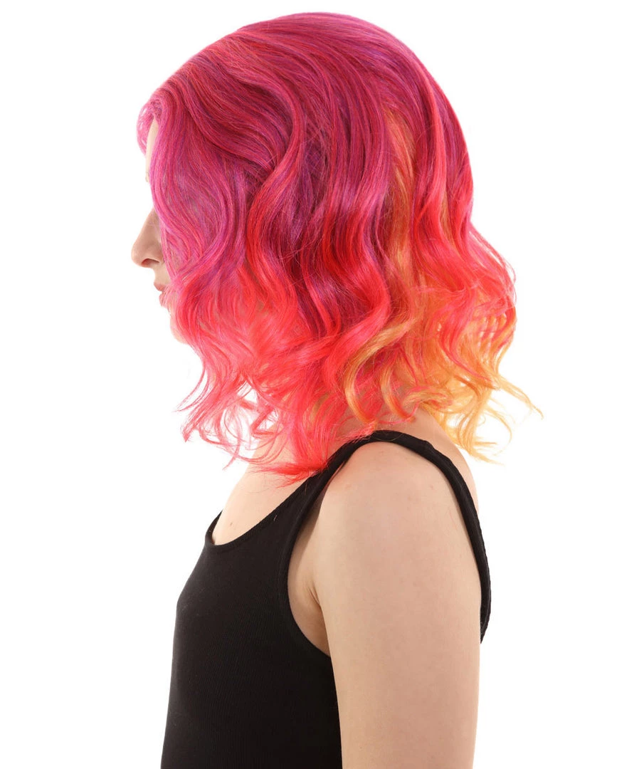 BC Sunset Soiree | Women's Red Color Curly Shoulder Length Trendy Sunset Soiree Wig