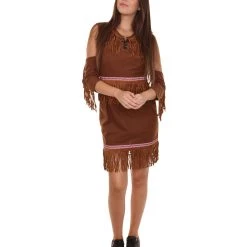 HPO Adult Women's Pocahontas Fancy Dress Costume | Brown Cosplay Costume