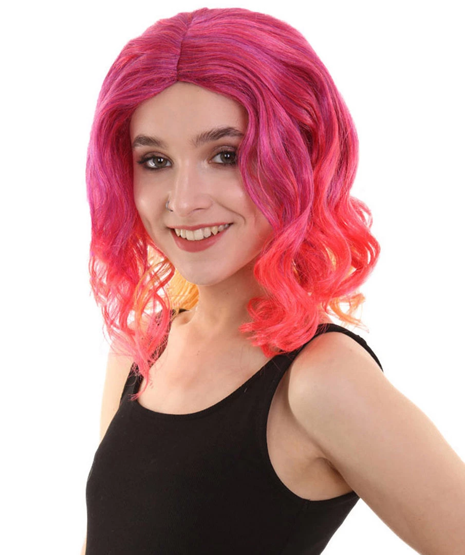 BC Sunset Soiree | Women's Red Color Curly Shoulder Length Trendy Sunset Soiree Wig