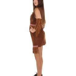 HPO Adult Women's Pocahontas Fancy Dress Costume | Brown Cosplay Costume