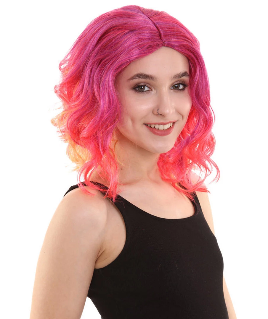BC Sunset Soiree | Women's Red Color Curly Shoulder Length Trendy Sunset Soiree Wig