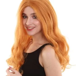 BC Adult Women's Orange Color Wavy Medium Length Trendy Wig