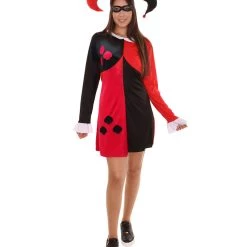 HPO Adult Women's Spades Poker Dress Costume | Black And Red Cosplay Costume