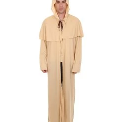 HPO Adult Men's Wizard Robe Storybook & Fairytale Costume | Light Brown Halloween Costume