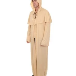 HPO Adult Men's Wizard Robe Storybook & Fairytale Costume | Light Brown Halloween Costume
