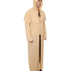 HPO Adult Men's Wizard Robe Storybook & Fairytale Costume | Light Brown Halloween Costume