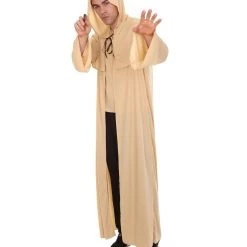 HPO Adult Men's Wizard Robe Storybook & Fairytale Costume | Light Brown Halloween Costume