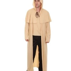 HPO Adult Men's Wizard Robe Storybook & Fairytale Costume | Light Brown Halloween Costume