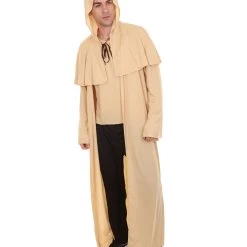 HPO Adult Men's Wizard Robe Storybook & Fairytale Costume | Light Brown Halloween Costume
