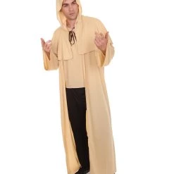 HPO Adult Men's Wizard Robe Storybook & Fairytale Costume | Light Brown Halloween Costume
