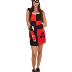 HPO Adult Women's Hearts Poker Dress Costume | Black And Red Cosplay Costume