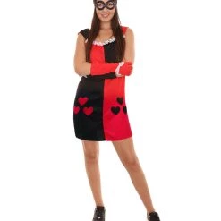 HPO Adult Women's Hearts Poker Dress Costume | Black And Red Cosplay Costume