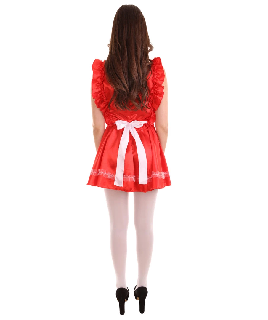 HPO Adult Women's Naught French Maid Uniform Costume | Red Cosplay Costume