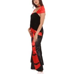 HPO Adult Women's Vampiress Bat Chic Costume | Black & Red Halloween Costume