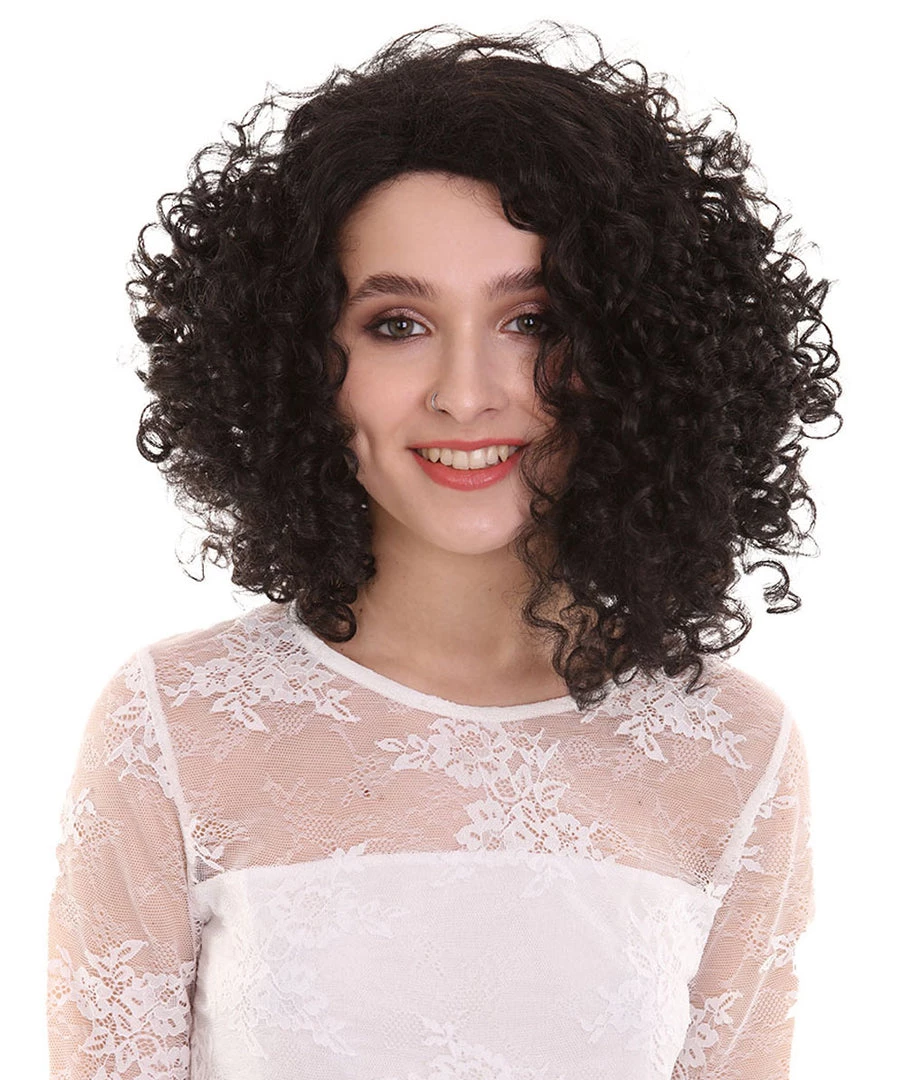 BC Adult Women's Dark Brown Color Curly Shoulder Length Trendy Roseanna Actress Wig